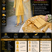 3-Piece Women's Unstitched Golden Katan Silk Suit