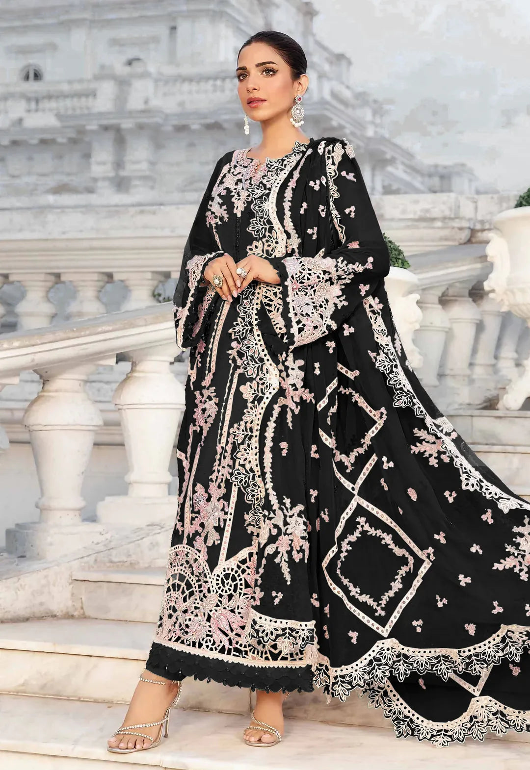 3 Pcs Women's Unstitched Embroidered Suit