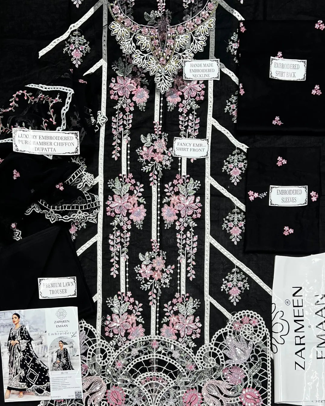 3 Pcs Women's Unstitched Embroidered Suit