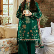 Green Embroidered Lawn 3Pcs Women Suit Set