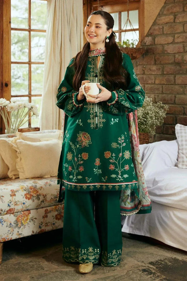 Green Embroidered Lawn 3-Piece Women Suit Set