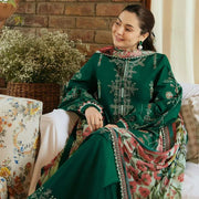 Green Embroidered Lawn 3Pcs Women Suit Set