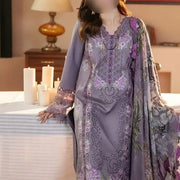 Purple Embroidered 3Pcs Women Suit Set for Eid Party Wear