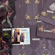 Purple Embroidered 3Pcs Women Suit Set for Eid Party Wear