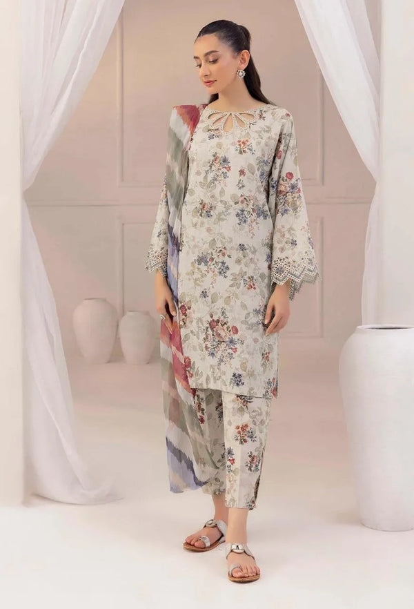 Beige Digital Print Lawn 3-Piece Set