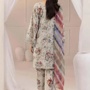 Beige Digital Print Lawn 3Pcs Set