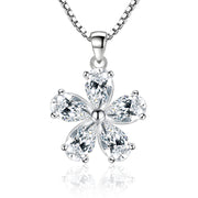 Women Pear-Shaped Flower Pendant Jewelry White Diamond Plated