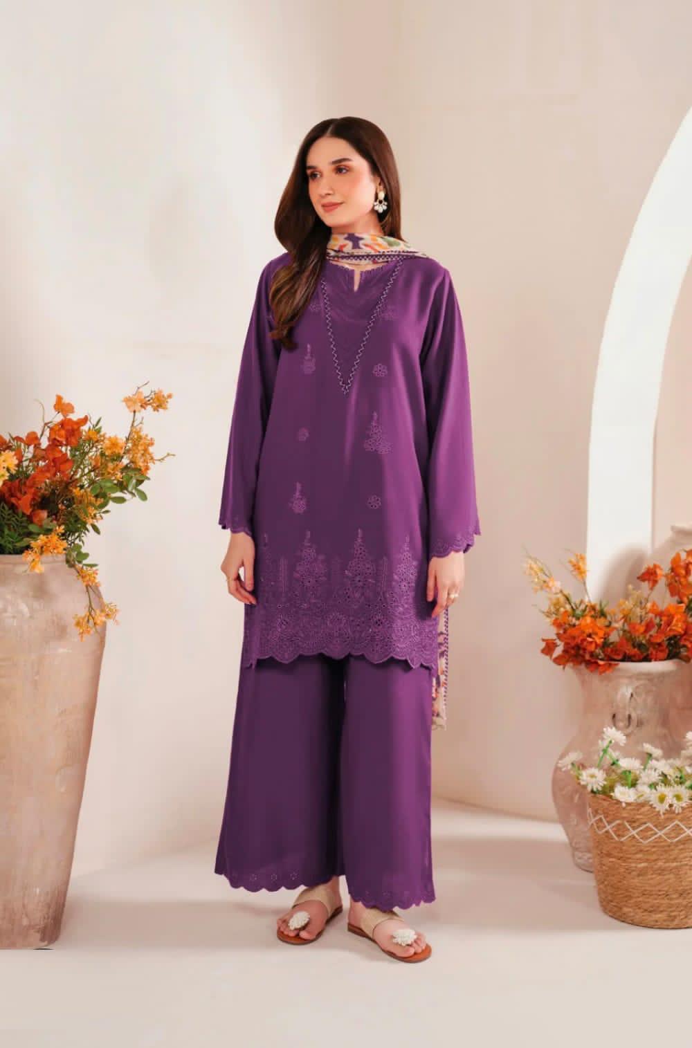 Magenta Chikankari 3-Piece Lawn Suit for Women