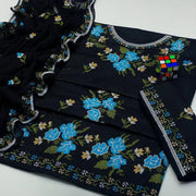 Black Embroidered 3-Piece Cotton Lawn Suit for Bakra Eid
