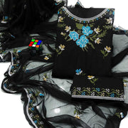 Black Embroidered 3-Piece Cotton Lawn Suit for Bakra Eid