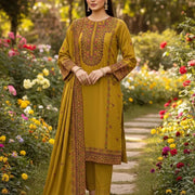 3 Pcs Women's Unstitched Embroidered Suit