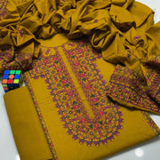3 Pcs Women's Unstitched Embroidered Suit