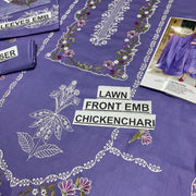 Purple Chikankari Lawn 3-Piece Suit for Women