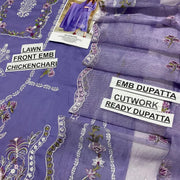Purple Chikankari Lawn 3-Piece Suit for Women