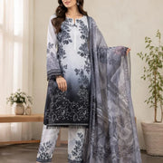 Black Printed Lawn 3Pcs Women Suit Set