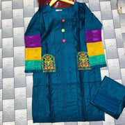 Women's 2-Piece Stitched Cotton Net Embroidered Shirt And Trouser