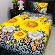 Single BedSheet Set Sunflower Leopard Print Cotton