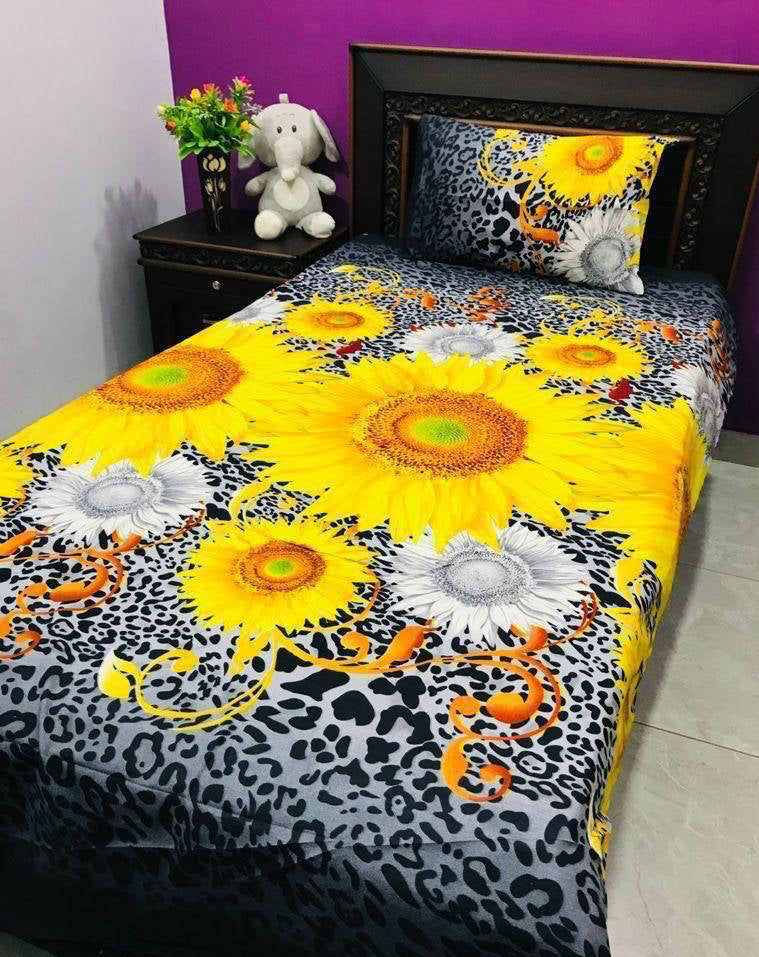 Single BedSheet Set Sunflower Leopard Print Cotton