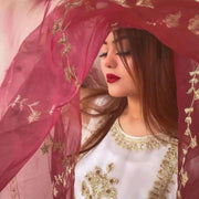 3-Piece Women's White Embroidered Organza Suit