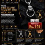 Men's Ring-Shaped Stainless Steel Necklace – Silver & Gold