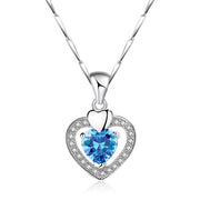 Sterling Silver Heart Pendant Necklace with Purple Diamond