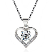 Silver Heart Pendant Necklace Korean Style Daily Wear