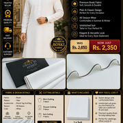White Boski Men's Unstitched Suit Premium Quality All Season