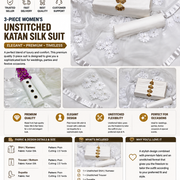 3-Piece Women's Unstitched Katan Silk Suit White Net Dupatta