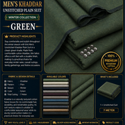 Men's Khaddar Unstitched Green Suit – Winter Wear