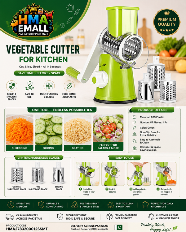 Multifunctional Hand Crank Drum Vegetable Cutter And Kitchen Grater With Interchangeable Blades