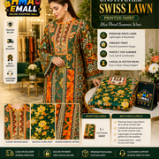 1-Piece Women Unstitched Printed Swiss Lawn Shirt for Women Multicolor Paisley Design