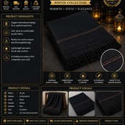 Men's Black Acrylic Embroidered Shawl Winter Collection