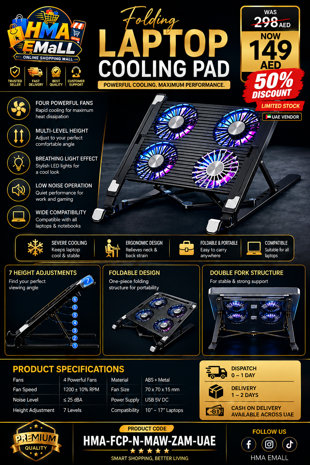 Folding Laptop Cooling Pad