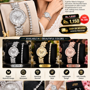 Women's Butterfly Quartz Watch And Bracelet Set