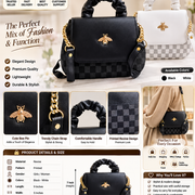 Women Printed Chain Strap Shoulder Bag Black - White