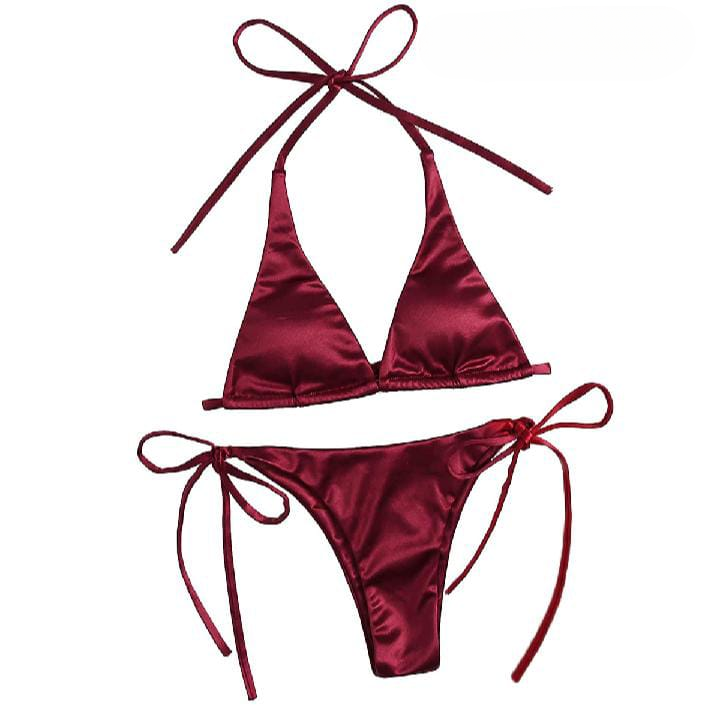 Women’s Bikini Set – Halter Neck Triangle Top & Adjustable Side-Tie Bottom