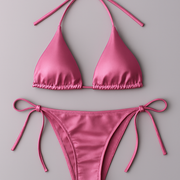 Women’s Bikini Set – Halter Neck Triangle Top & Adjustable Side-Tie Bottom