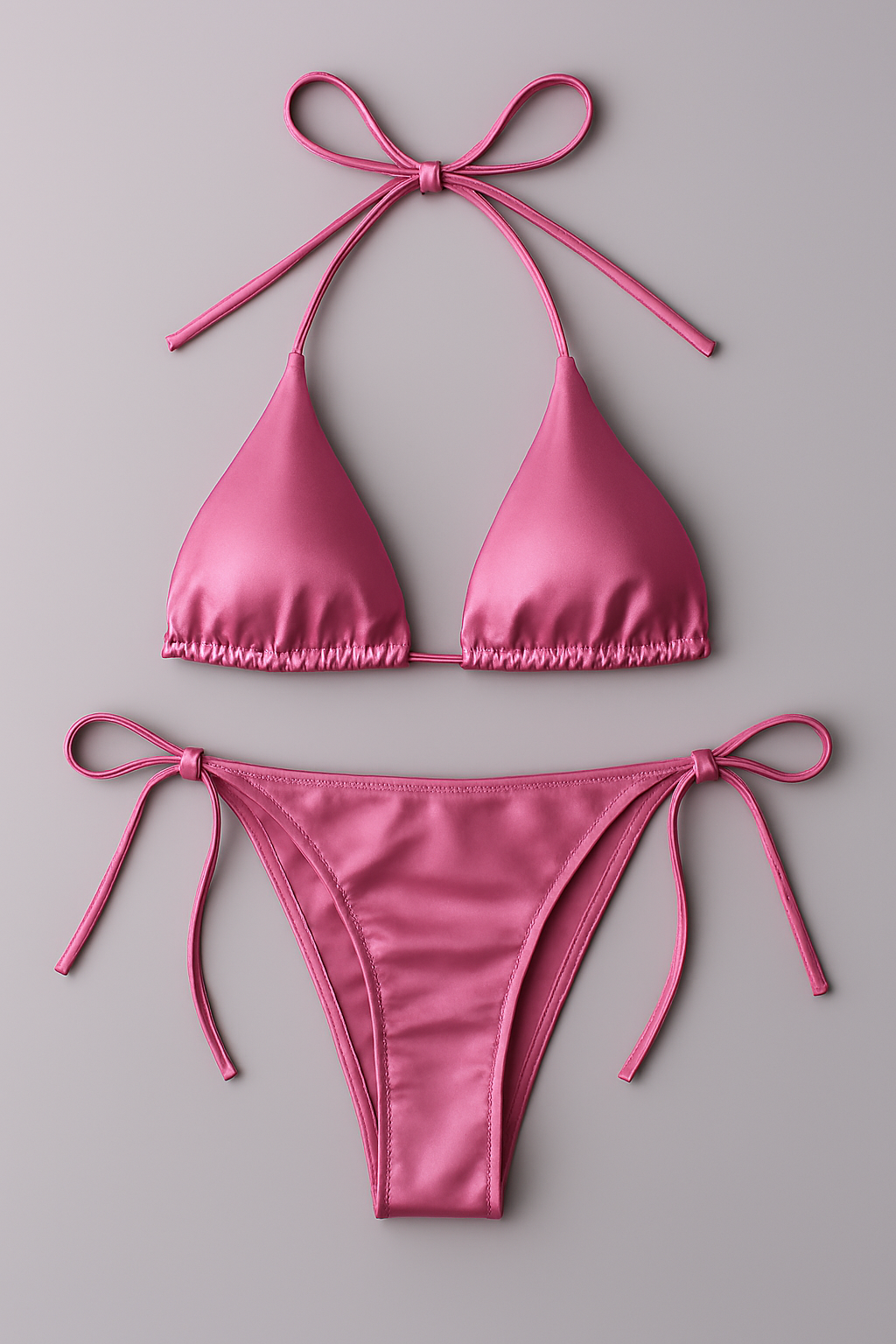 Women’s Bikini Set – Halter Neck Triangle Top & Adjustable Side-Tie Bottom