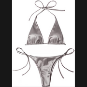 Women’s Bikini Set – Halter Neck Triangle Top & Adjustable Side-Tie Bottom