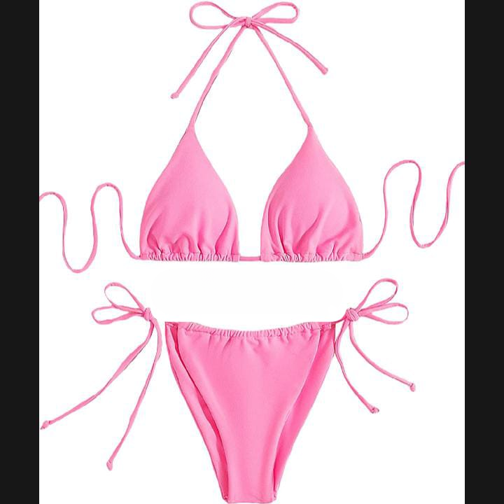 Women’s Bikini Set – Halter Neck Triangle Top & Adjustable Side-Tie Bottom