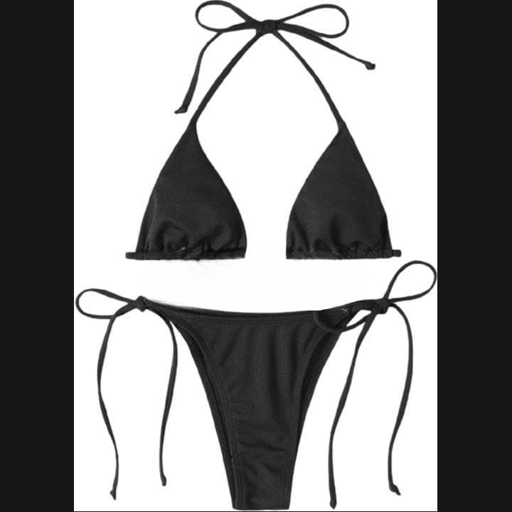 Women’s Bikini Set – Halter Neck Triangle Top & Adjustable Side-Tie Bottom