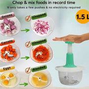 1.5L Manual Food Chopper – Speedy Hand Press Vegetable & Fruit Cutter - Plastic Body (Random Color)
