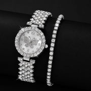 Women's Butterfly Quartz Watch And Bracelet Set