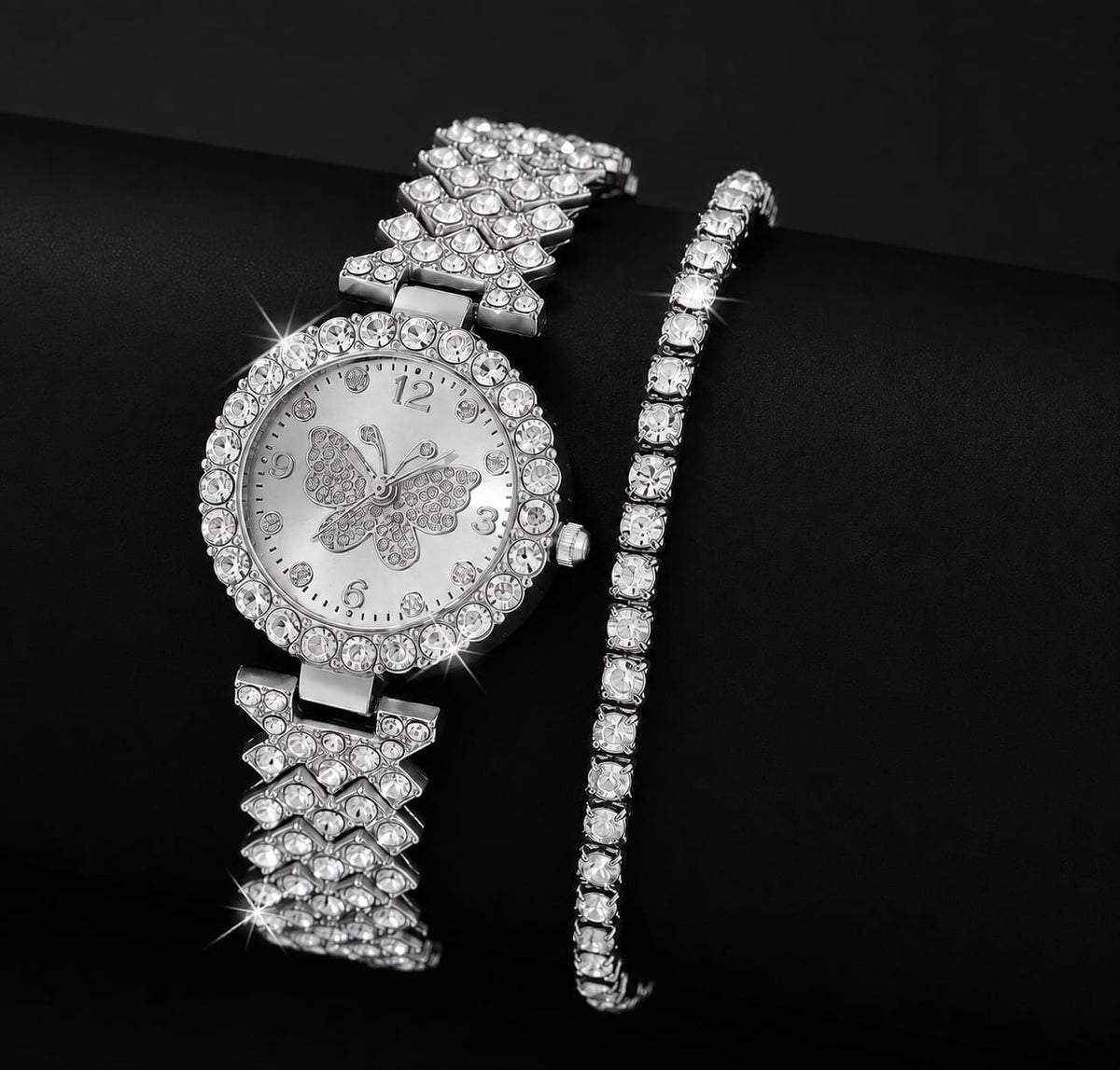 Women's Butterfly Quartz Watch And Bracelet Set
