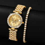 Women's Butterfly Quartz Watch And Bracelet Set