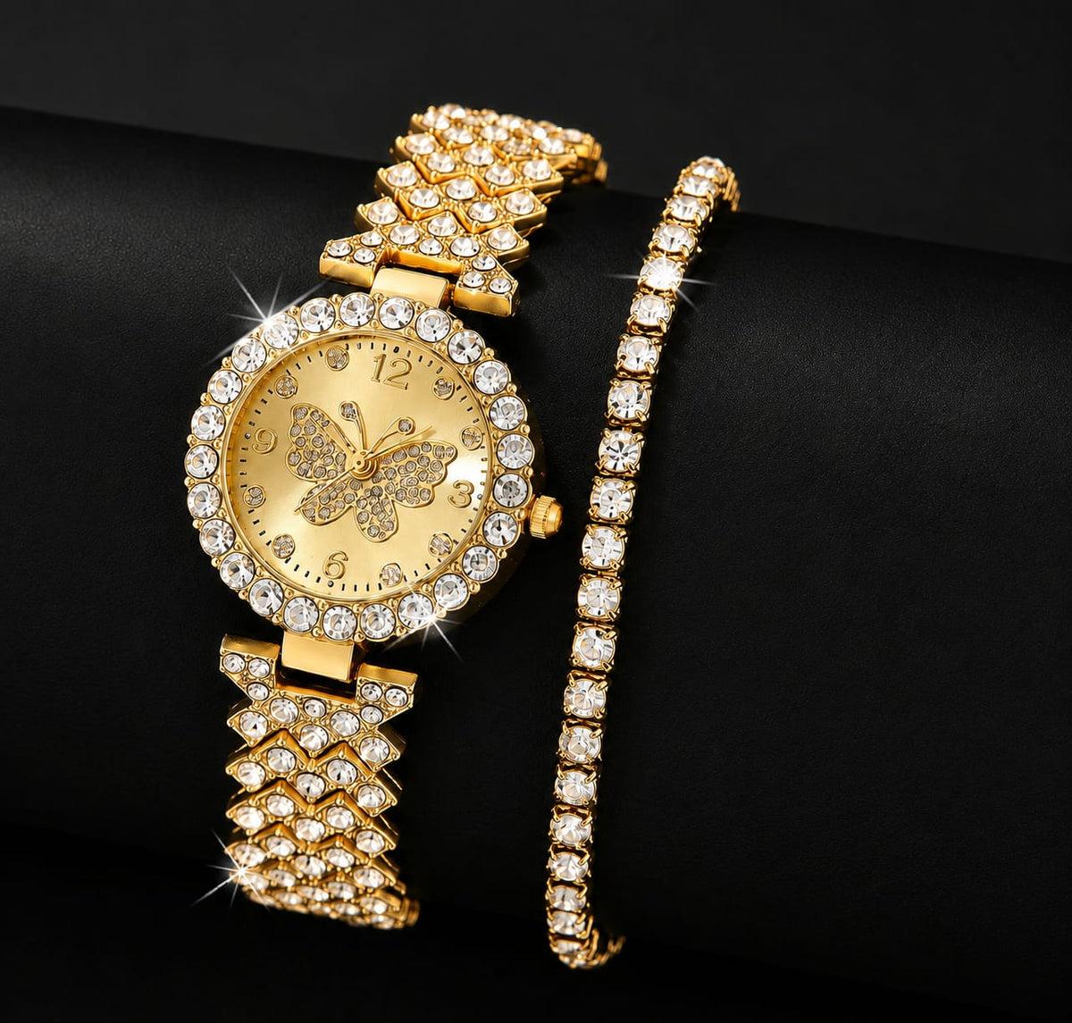 Women's Butterfly Quartz Watch And Bracelet Set