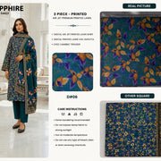 SAPPHIRE – Women’s 3-Pcs Green-Floral Unstitched Printed Lawn Suit – Apparel Accessory Designed for Fashion