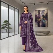 SAPPHIRE – Women’s 3-Pcs Purple-Floral Unstitched Printed Lawn Suit – Apparel Accessory Designed for Fashion